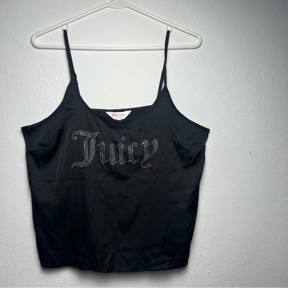 Juicy Couture Women Black Sleepwear Camisole Rhinestone 'Juicy' Logo Size Large - Picture 8 of 12